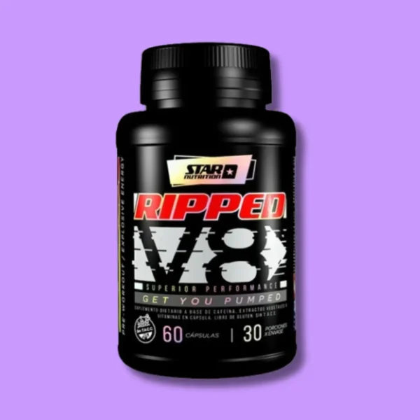 Frasco de Star Pump V8 Ripped con 60 cápsulas, quemador y potenciador de energía