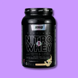 Envase de proteína Whey Nitro Star Nutrition, ideal para desarrollo y recuperación muscular