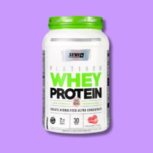 Envase de proteína Whey Star Nutrition, ideal para desarrollo muscular y recuperación