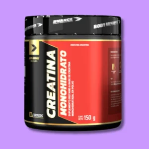 Frasco de creatina monohidrato Body Advance 150g, ideal para fuerza y volumen muscular
