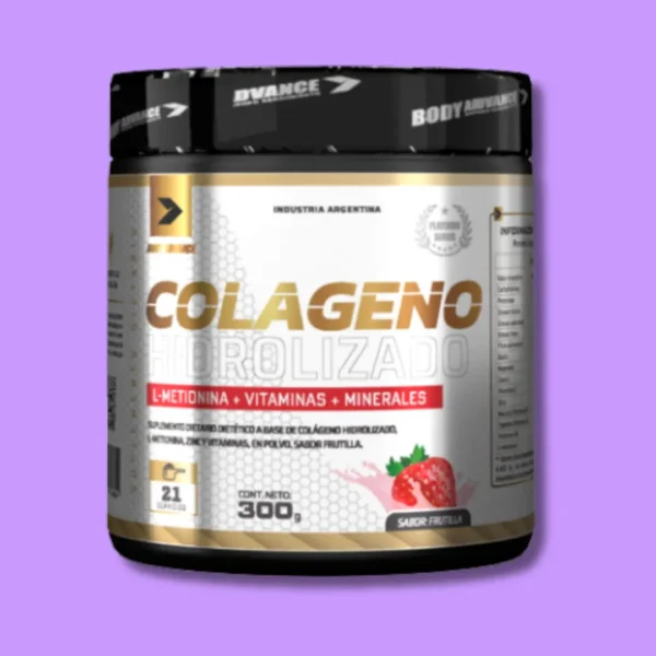 Frasco de colágeno hidrolizado Body Advance, ideal para articulaciones, piel y tejidos