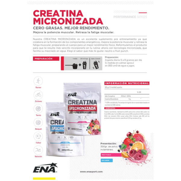 ENA Creatina Micronizada 150grs (Neutra) - Imagen 2