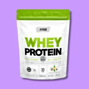 Doypack blanco y verde de proteína de suero Star Nutrition, ideal para desarrollo muscular